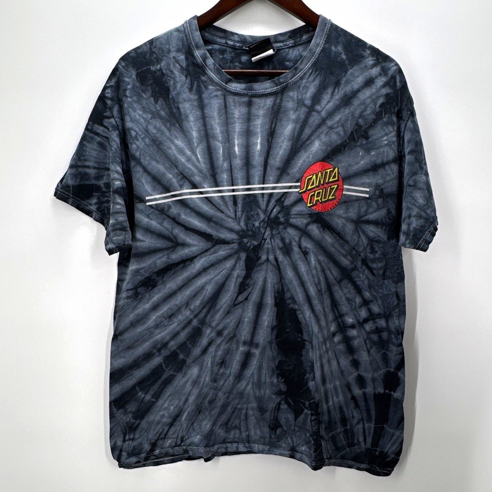 Santa Cruz Tie-Dye Logo Double-Sided T-Shirt Mens L Blue Cotton